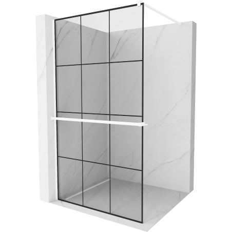 Mexen Kioto+ paroi de douche avec étagère Walk-in 100 x 200 cm, motif noir, blanc - 800-100-121-20-77