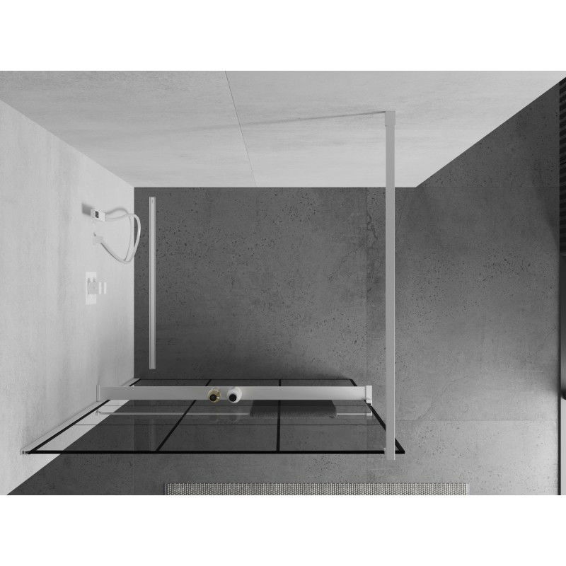 Mexen Kioto+ paroi de douche avec étagère Walk-in 100 x 200 cm, grille noire, blanche - 800-100-121-20-77