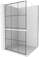 Mexen Kioto+ paroi de douche avec étagère Walk-in 110 x 200 cm, grille noire, blanche - 800-110-121-20-77