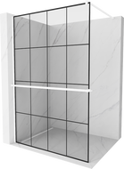 Mexen Kioto+ paroi de douche avec étagère Walk-in 130 x 200 cm, grille noire, blanche - 800-130-121-20-77
