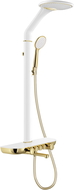 Ensemble de douche apparent Mexen Blaze avec douche de tête et robinet, blanc/or - 78109-25