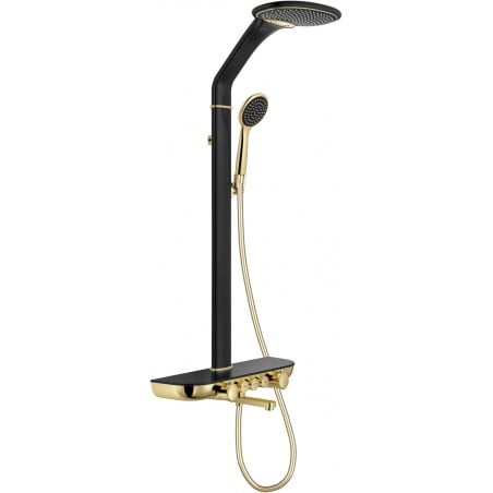 Mexen Blaze ensemble de douche en saillie avec pomme de douche et robinet, noir/doré - 78109-75