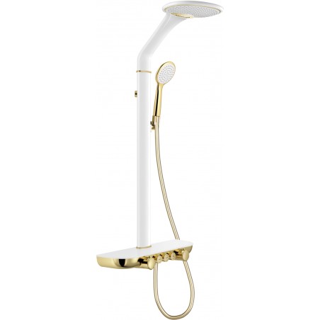 Mexen Bolt ensemble de douche extérieure avec pommeau et mitigeur, blanc/or - 78108-25