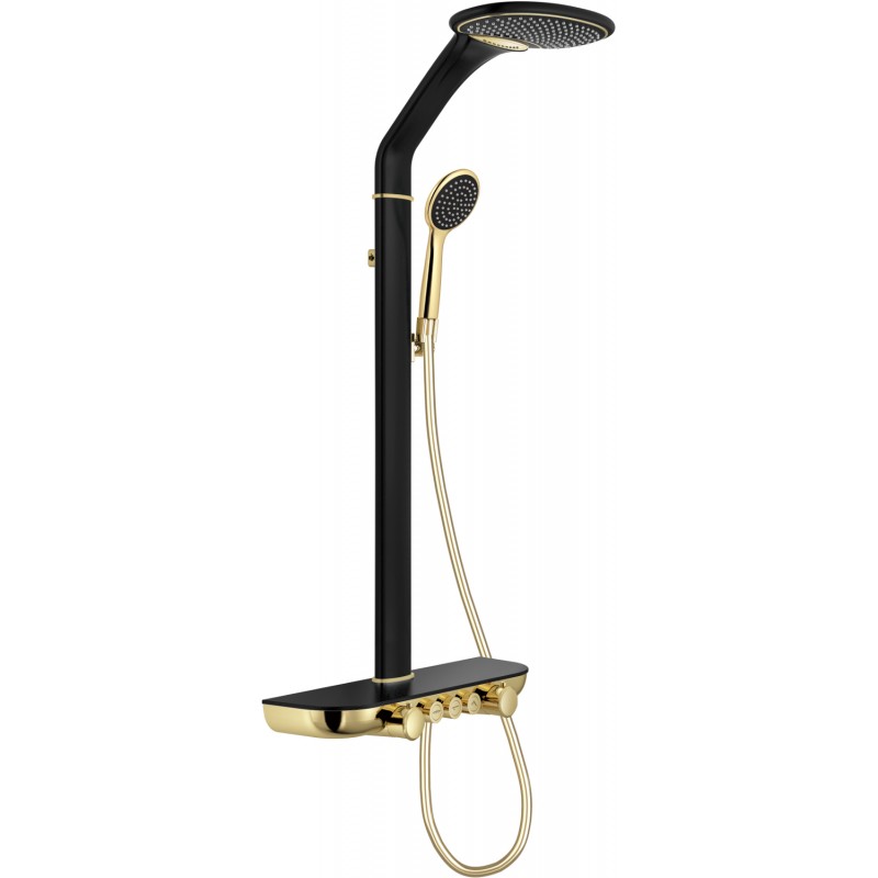 Mexen Bolt ensemble de douche apparente avec pomme de douche et robinet, noir/or - 78108-75