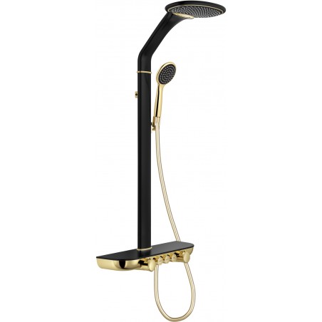 Mexen Bolt ensemble de douche apparente avec pomme de douche et robinet, noir/or - 78108-75