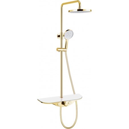 Mexen Exxo ensemble de douche en saillie avec pomme de douche et mitigeur, or/blanc - 78113-25