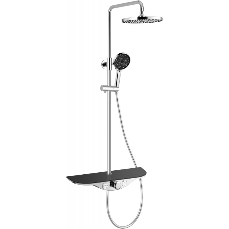 Ensemble de douche extérieur Mexen Exxo avec pomme de douche et mitigeur, chrome/noir - 78113-71