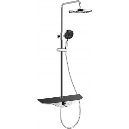 Ensemble de douche extérieur Mexen Exxo avec pomme de douche et mitigeur, chrome/noir - 78113-71