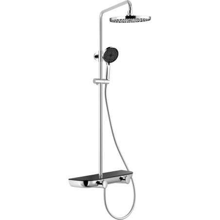 Mexen Axis ensemble de douche apparent avec pluie et robinet, chrome/noir - 78112-71