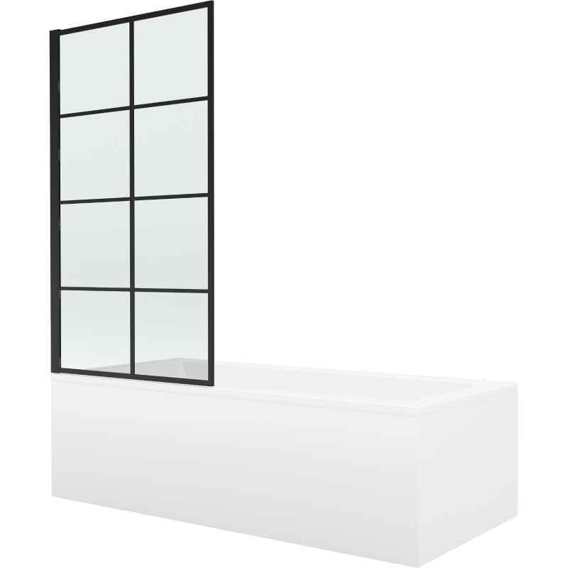 Mexen Cubik baignoire rectangulaire 170 x 70 cm avec habillage et pare-baignoire à 1 volet 80 cm, motif noir - 550317070X930801?