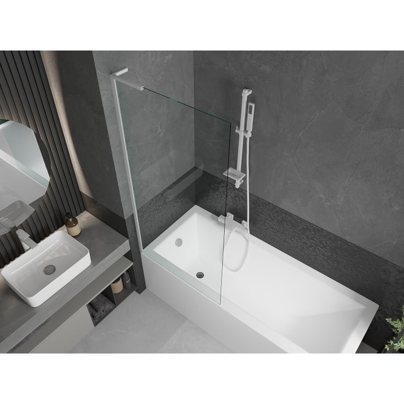 Mexen Next L paroi de baignoire à 1 panneau 80 x 150 cm, transparent, blanc - 895-080-000-03-00-20
