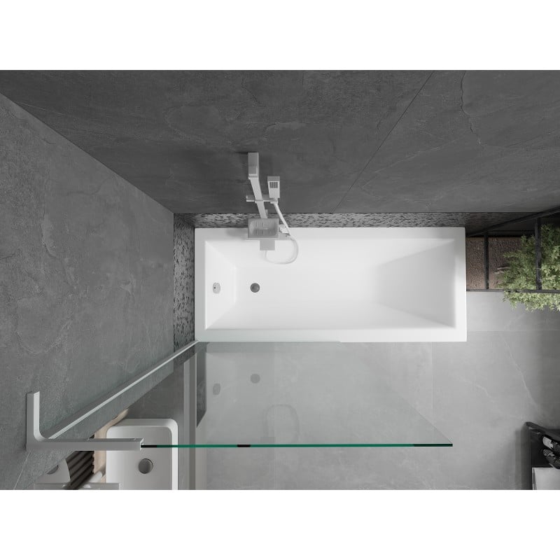 Mexen Next L paroi de baignoire à 1 vantail 90 x 150 cm, transparent, blanc - 895-090-000-03-00-20