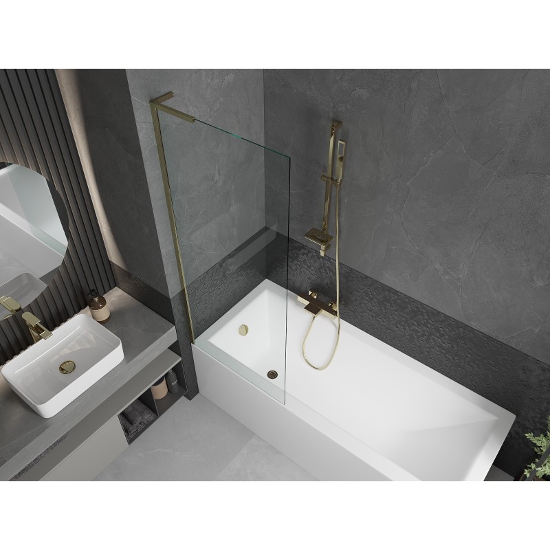 Mexen Next L paroi de douche à 1 volet 70 x 150 cm, transparent, doré - 895-070-000-03-00-50