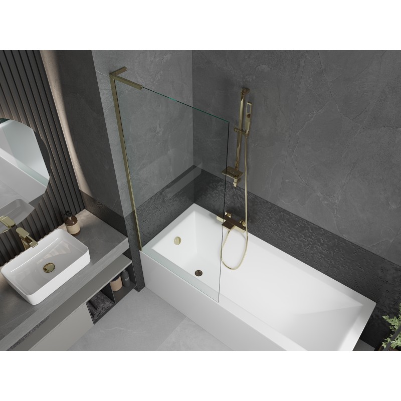 Mexen Next L paroi de baignoire 1 volet 80 x 150 cm, transparent, doré - 895-080-000-03-00-50
