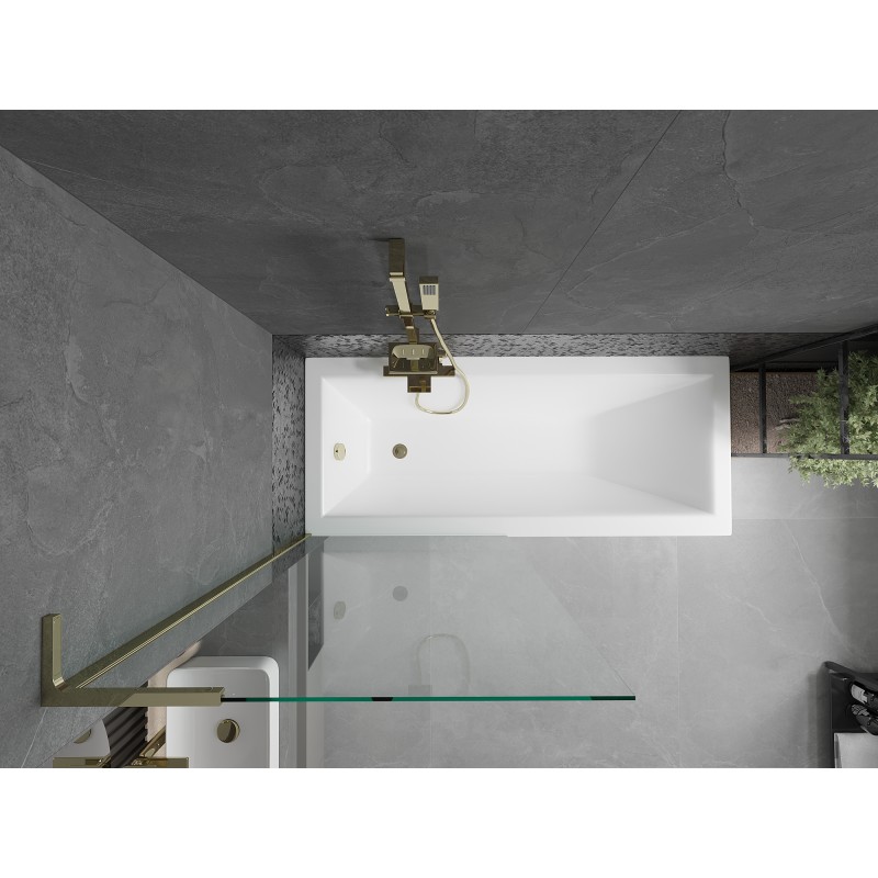 Mexen Next L paroi de baignoire 1 volet 80 x 150 cm, transparent, doré - 895-080-000-03-00-50