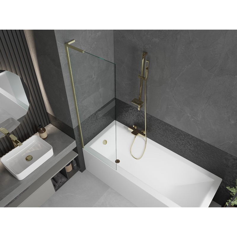 Mexen Next L paroi de baignoire 1 volet 60 x 150 cm, transparente, or brossé - 895-060-000-03-00-55