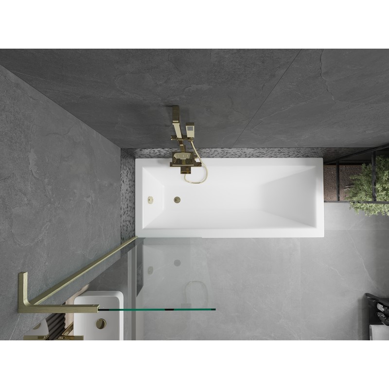 Mexen Next L paroi de baignoire 1 volet 60 x 150 cm, transparente, or brossé - 895-060-000-03-00-55