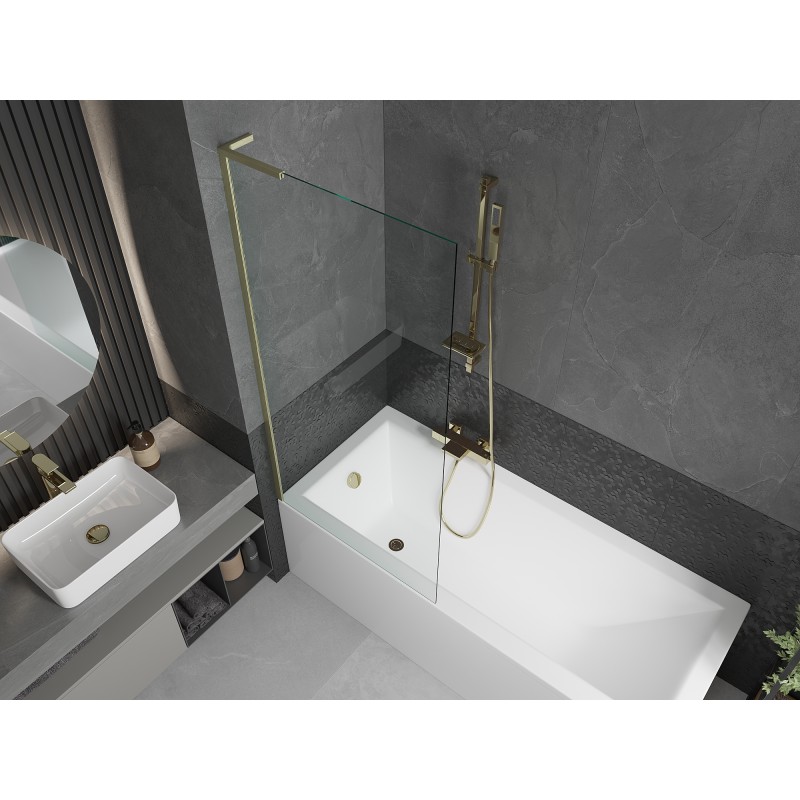 Mexen Next L paroi de baignoire 1-volet 80 x 150 cm, transparent, or brossé - 895-080-000-03-00-55