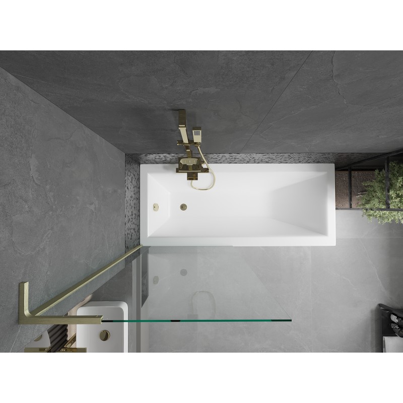 Mexen Next L paroi de baignoire 1-volet 80 x 150 cm, transparent, or brossé - 895-080-000-03-00-55