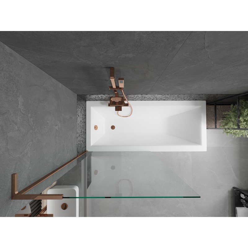Mexen Next L pare-douche 1 volet 90 x 150 cm, transparent, or rose - 895-090-000-03-00-60