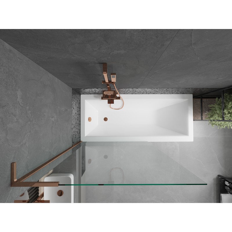Mexen Next L paroi de baignoire 1-volet 100 x 150 cm, transparent, or rose - 895-100-000-03-00-60