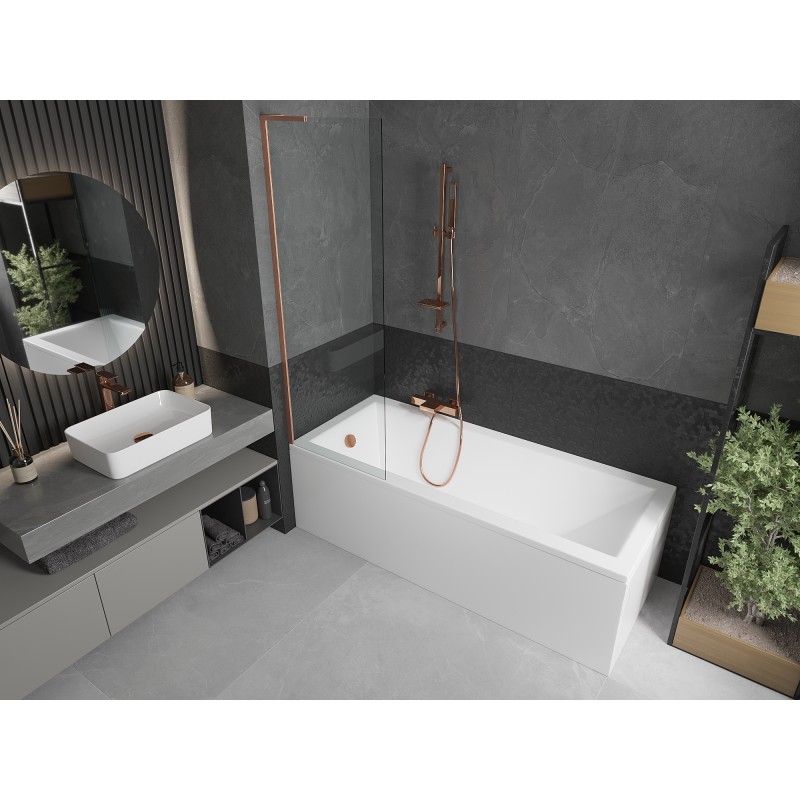 Mexen Next L paroi de baignoire 1 volet 60 x 150 cm, transparent, cuivre brossé - 895-060-000-03-00-65