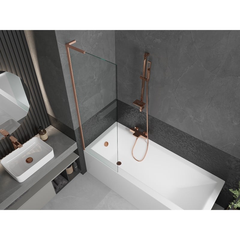 Mexen Next L paroi de baignoire 1 volet 60 x 150 cm, transparent, cuivre brossé - 895-060-000-03-00-65