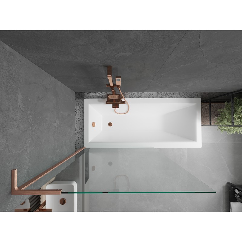Mexen Next L paroi de baignoire 1-volet 100 x 150 cm, transparent, cuivre brossé - 895-100-000-03-00-65