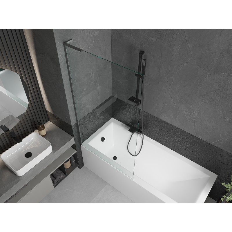 Mexen Next L paroi de baignoire 1-volet 90 x 150 cm, transparent, gris canon brossé - 895-090-000-03-00-66