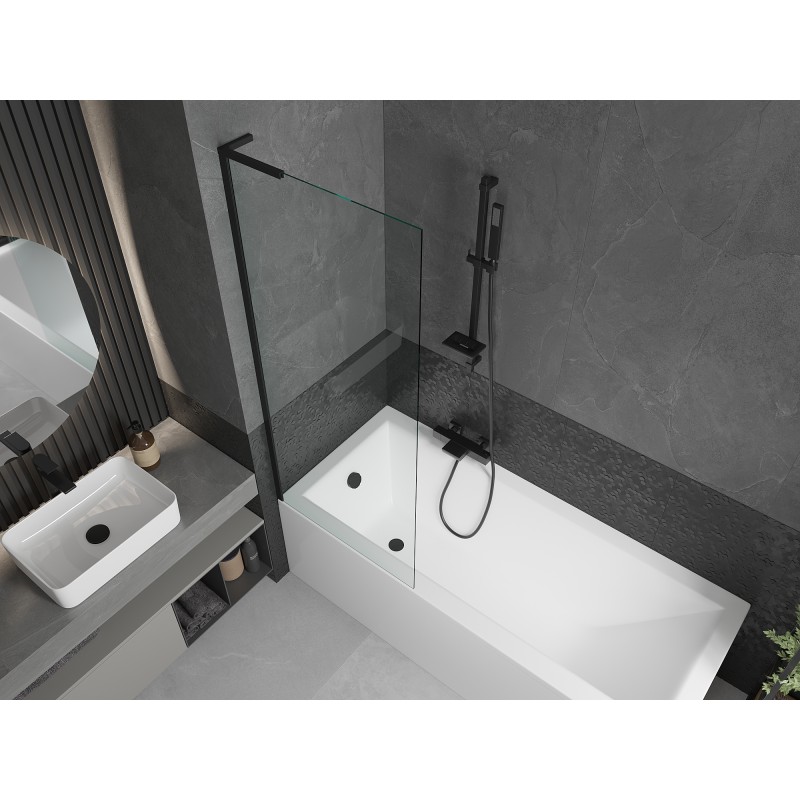 Mexen Next L paroi de baignoire à 1 vantail 70 x 150 cm, transparent, noir - 895-070-000-03-00-70