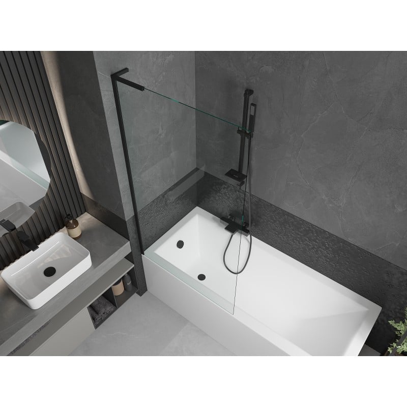Mexen Next L paroi de baignoire 1-volet 90 x 150 cm, transparent, noir - 895-090-000-03-00-70