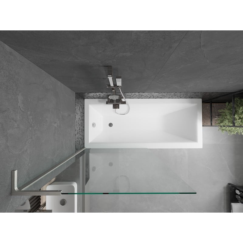Mexen Next L paroi de baignoire 1-volet 90 x 150 cm, transparent, nickel brossé - 895-090-000-03-00-97