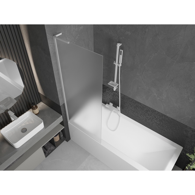 Mexen Next L paravent de baignoire 1 volet 70 x 150 cm, givré, blanc - 895-070-000-03-30-20
