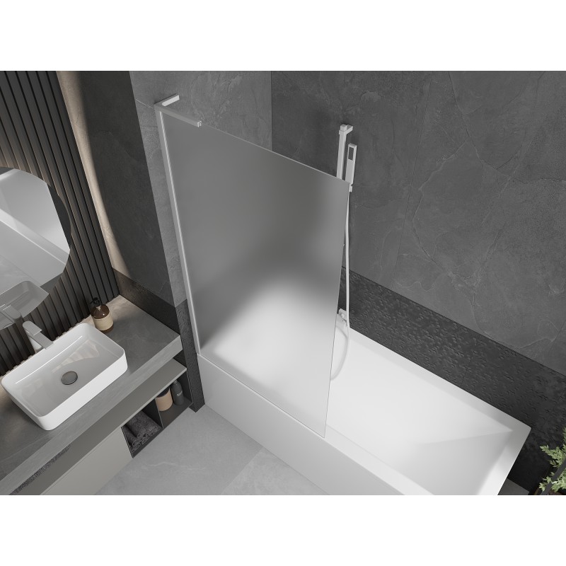 Mexen Next L paroi de baignoire 1 volet 90 x 150 cm, givrée, blanche - 895-090-000-03-30-20
