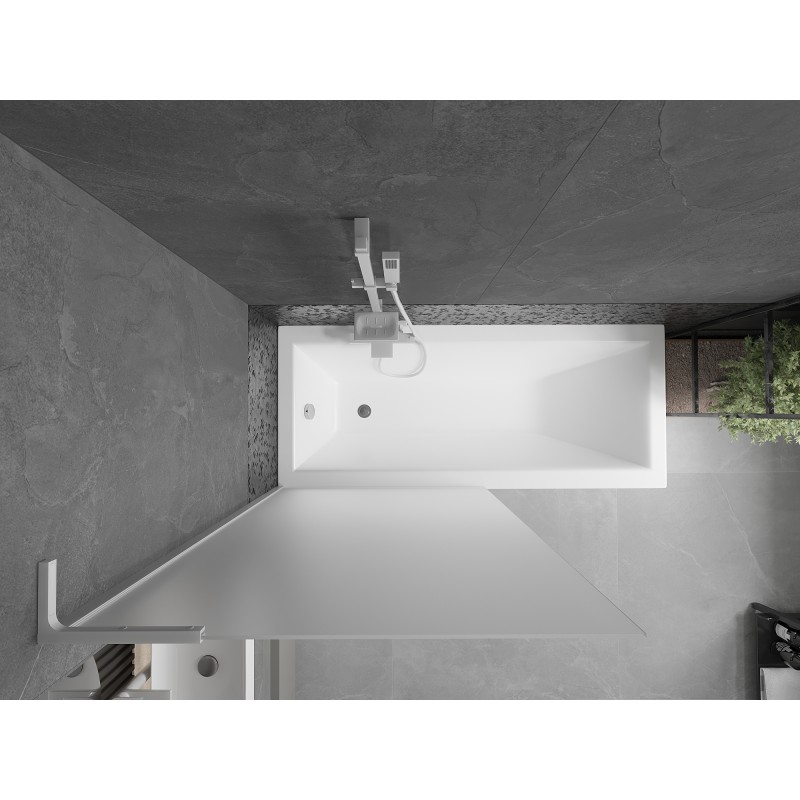 Mexen Next L paroi de baignoire 1 volet 90 x 150 cm, givrée, blanche - 895-090-000-03-30-20