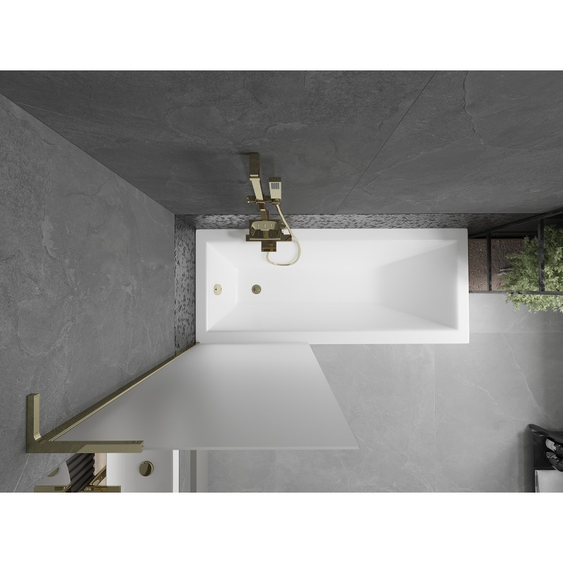 Mexen Next L pare-douche 1 volet 70 x 150 cm, givré, doré - 895-070-000-03-30-50