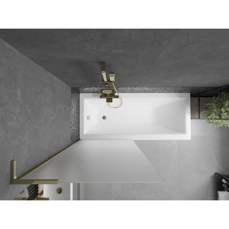 Mexen Next L paroi de baignoire 1 volet 80 x 150 cm, givré, doré - 895-080-000-03-30-50