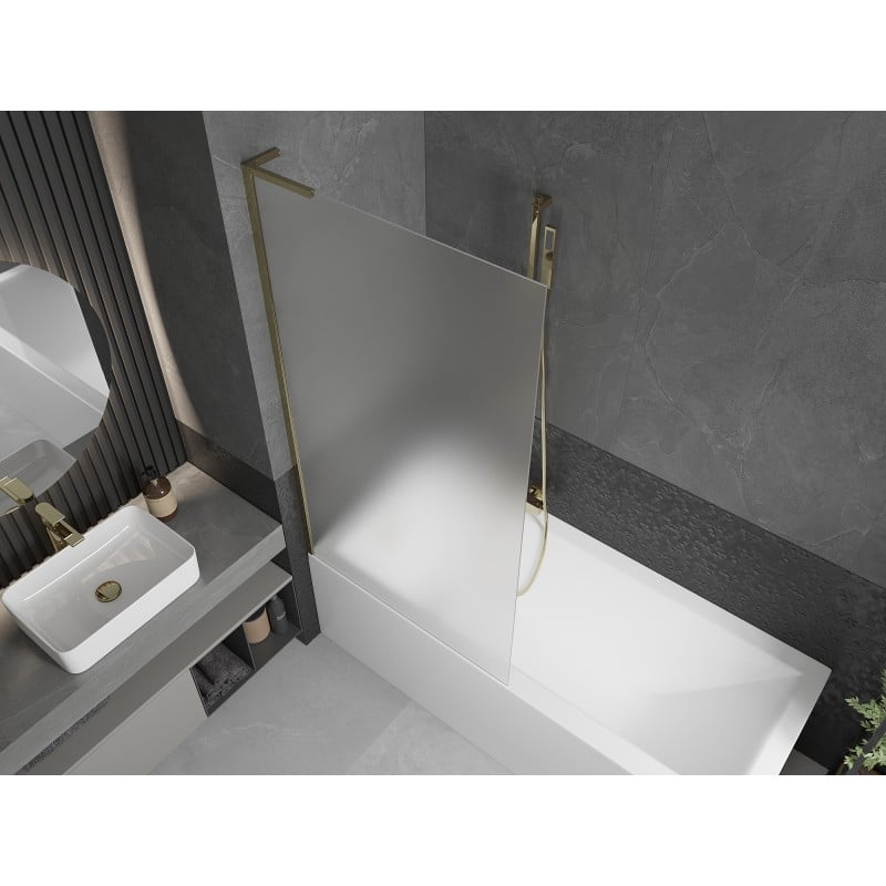 Mexen Next L paroi de baignoire à 1 panneau 90 x 150 cm, dépoli, doré - 895-090-000-03-30-50