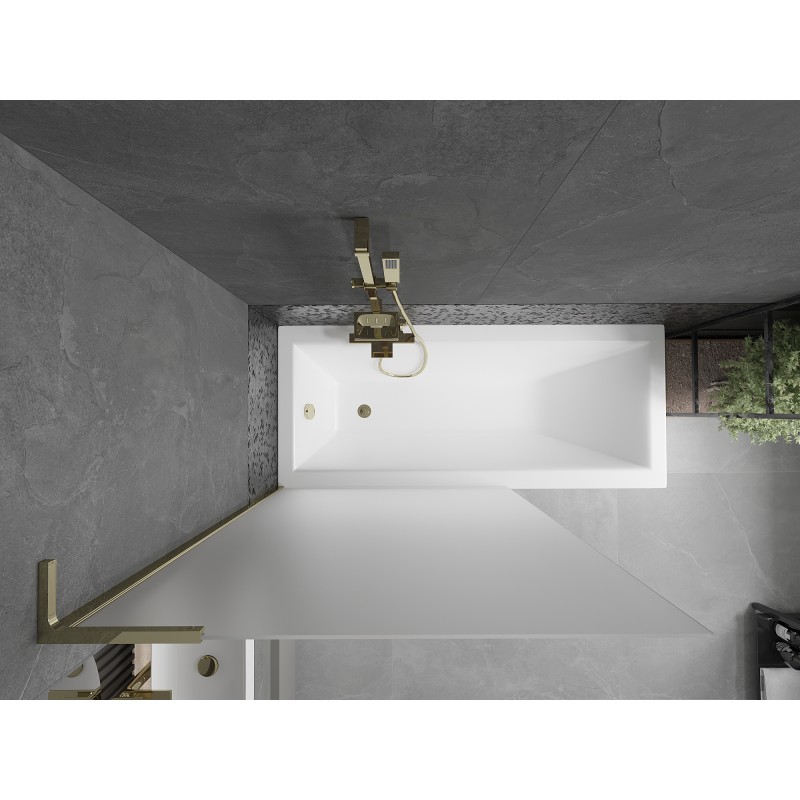 Mexen Next L paroi de baignoire 1 volet 100 x 150 cm, givré, doré - 895-100-000-03-30-50