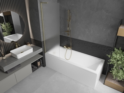 Mexen Next L pare-douche pour baignoire à 1 vantail 60 x 150 cm, givré, or brossé - 895-060-000-03-30-55