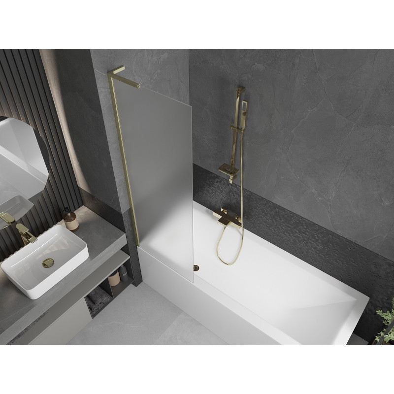 Mexen Next L pare-douche pour baignoire à 1 vantail 60 x 150 cm, givré, or brossé - 895-060-000-03-30-55