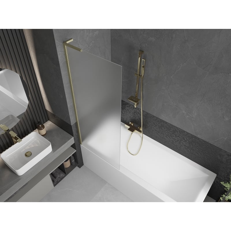 Mexen Next L paravent de baignoire 1-volet 70 x 150 cm, givre, or brossé - 895-070-000-03-30-55