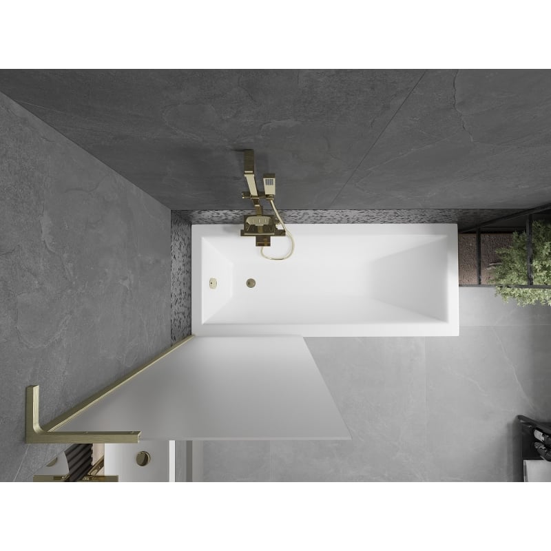 Mexen Next L paravent de baignoire 1-volet 70 x 150 cm, givre, or brossé - 895-070-000-03-30-55