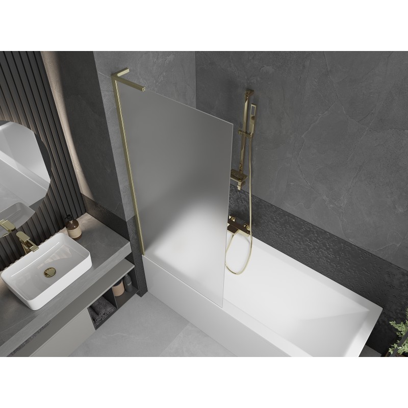 Mexen Next L pare-douche de baignoire 1-volet 80 x 150 cm, givré, or brossé - 895-080-000-03-30-55