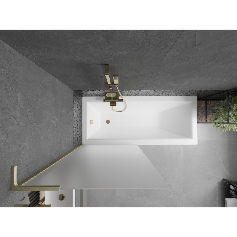 Mexen Next L pare-douche de baignoire 1-volet 80 x 150 cm, givré, or brossé - 895-080-000-03-30-55