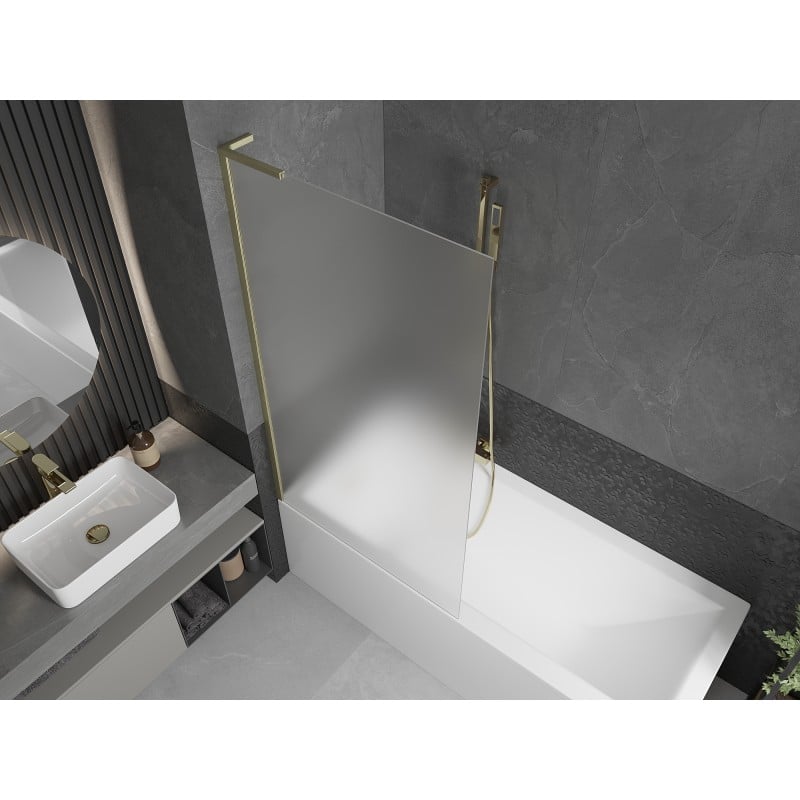 Mexen Next L paroi de baignoire 1 vantail 90 x 150 cm, givré, or brossé - 895-090-000-03-30-55
