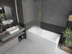 Mexen Next L paroi de baignoire 1 vantail 90 x 150 cm, givré, or brossé - 895-090-000-03-30-55