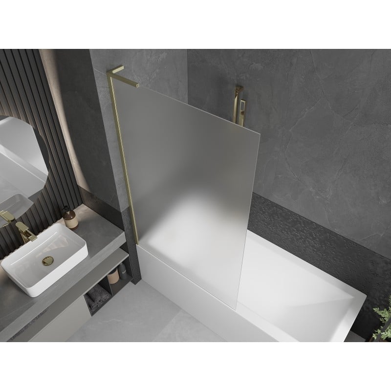 Mexen Next L paroi de baignoire 1-volet 100 x 150 cm, givré, or brossé - 895-100-000-03-30-55