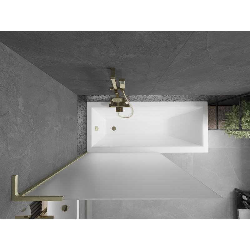 Mexen Next L paroi de baignoire 1-volet 100 x 150 cm, givré, or brossé - 895-100-000-03-30-55
