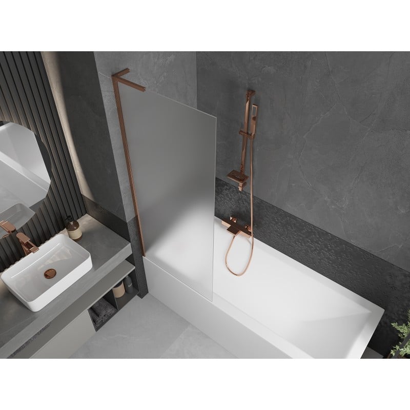 Mexen Next L paroi de baignoire pliante 1-volet 70 x 150 cm, dépoli, or rose - 895-070-000-03-30-60